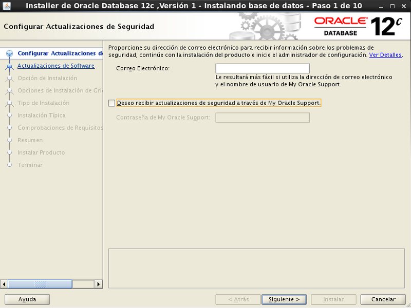 instalación Oracle Database 12c - Centos - 1 - actualizaciones de seguridad