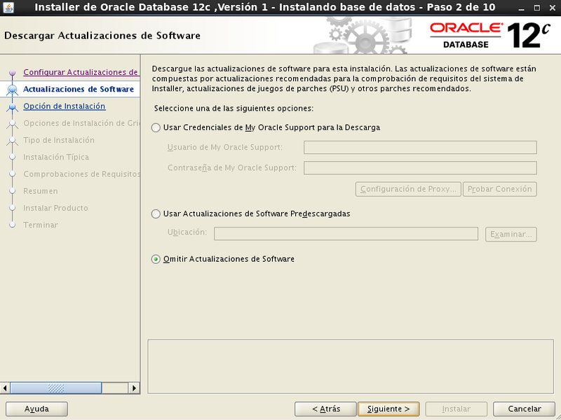 instalacion Oracle Database 12c - Centos - 2 -  Descarga actualizaciones software