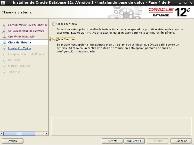 instalación Oracle Database 12c - Centos - 4 - clase de sistema
